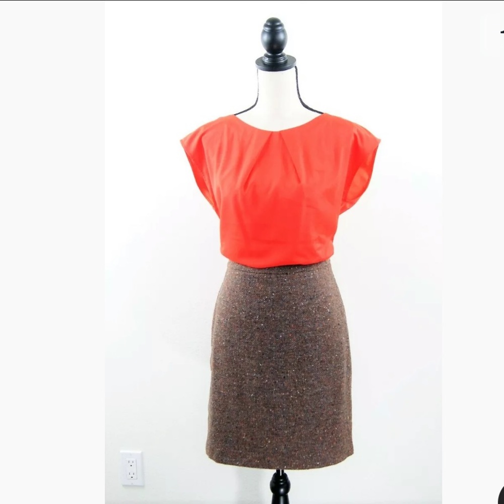 New Ann Taylor LOFT Orange Tweed Sheath Dress 8P